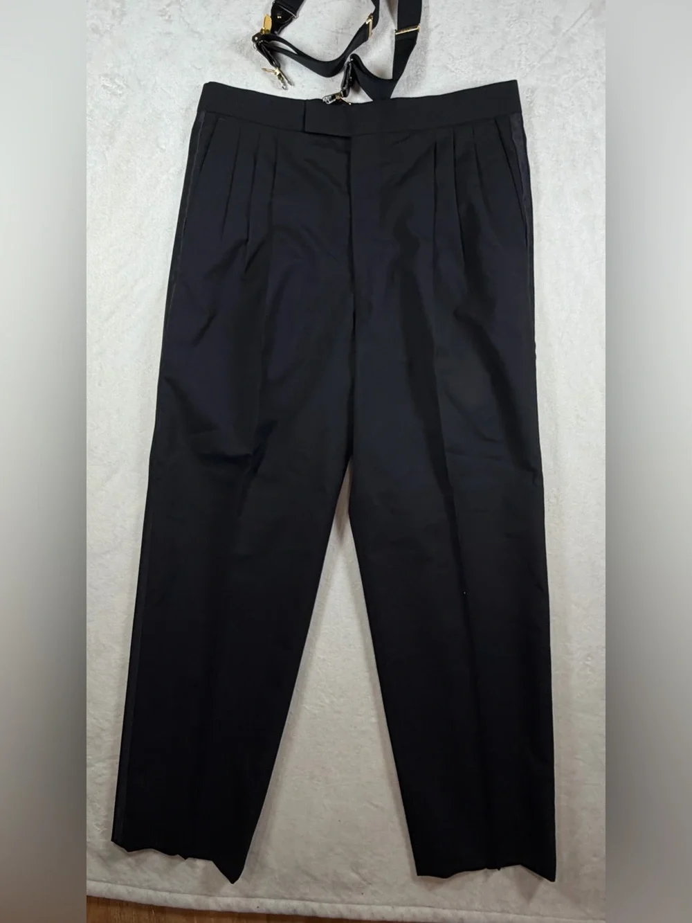 Pierre Balmain 42R 100% Wool Single Button Black Satin Shawl Collar Tuxedo Set